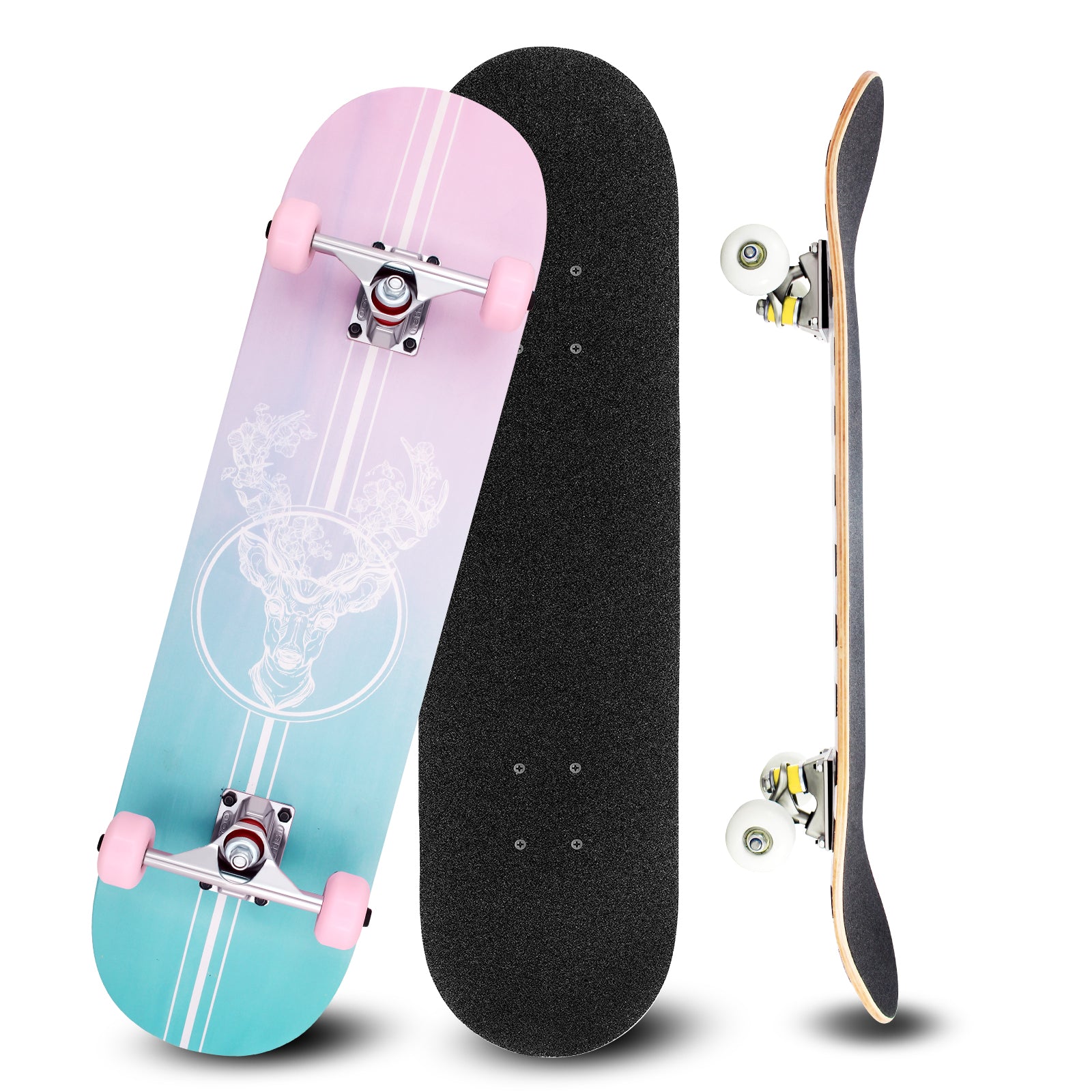 Skateboard Completi Per Bambini Online Italia ,79 x 20 cm ( Cervo rosa –  kinskate