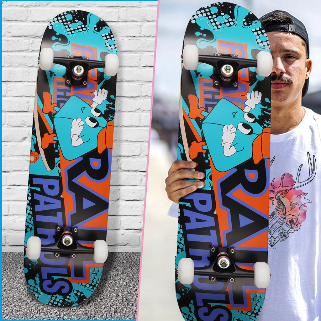 Skateboard Completo Legno di Acero Canadese a 7 Strati ,79 x 20 cm (Blu) - kinskate