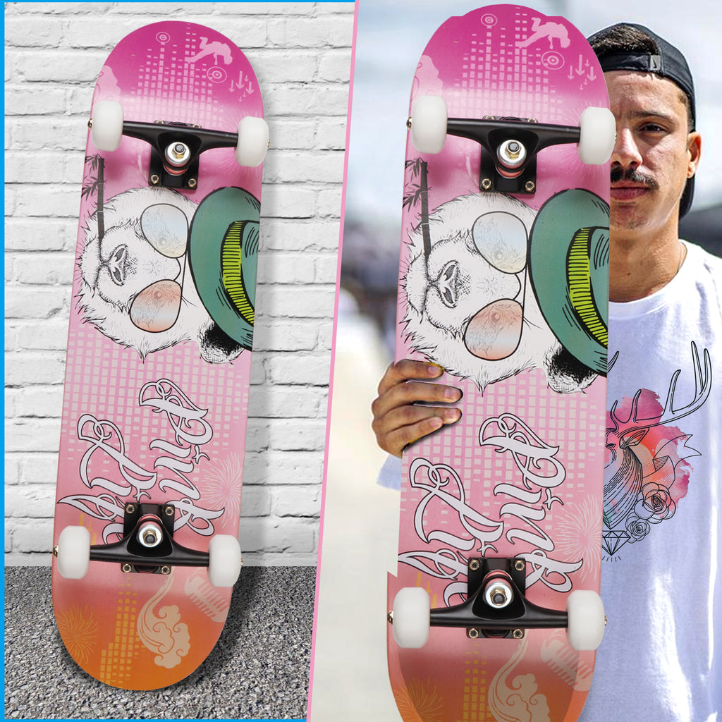 Skateboard Completo Legno di Acero Canadese a 7 Strati ,79 x 20 cm (Rosa) - kinskate