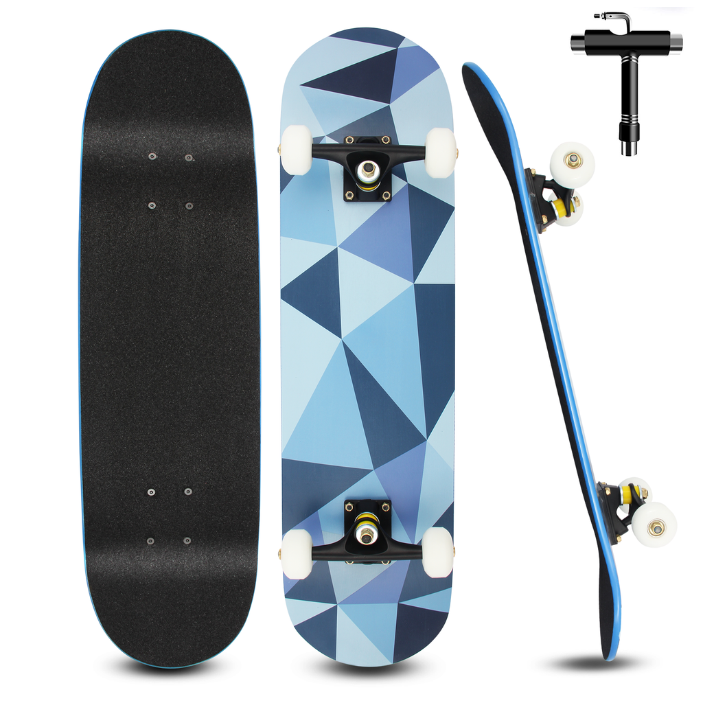 Skateboard Completo Legno di Acero Canadese a 7 Strati ,79 x 20 cm (Motivo a Rombi) - kinskate
